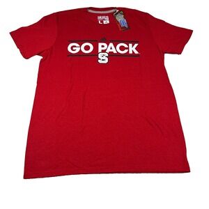 Adidas Mens L Red Go Pack NC State Climalite The Go To Performance Tee Shirt NWT